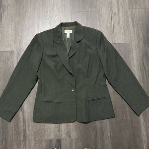Vintage Green Talbots Blazer Jacket Women's 8 Petite 1-Button Made in USA